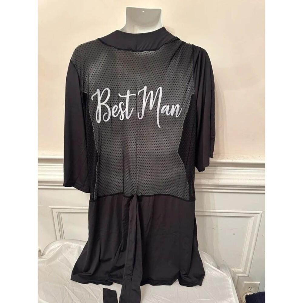 [MD] Men's Black "Best Man" Kimono Night Robe by CandyMan #99433